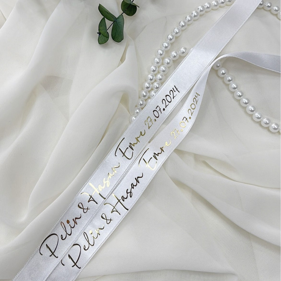 Dökülen incili Saten Yüzük Kurdelesi (En:2cm)