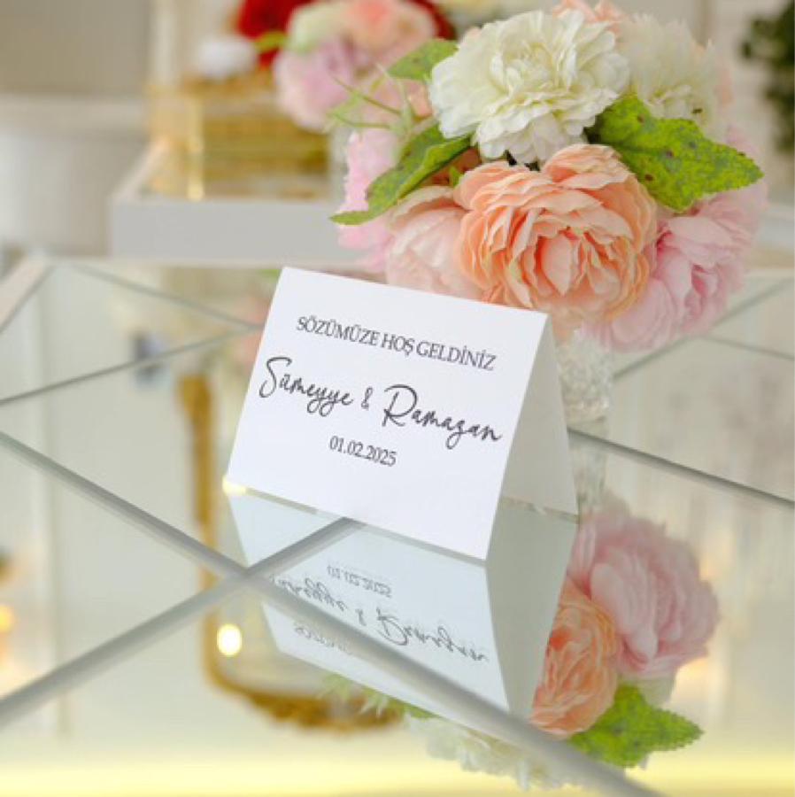 Standart tasarım Masa Kartı (Siyah Baskı + Dokulu Kağıt)