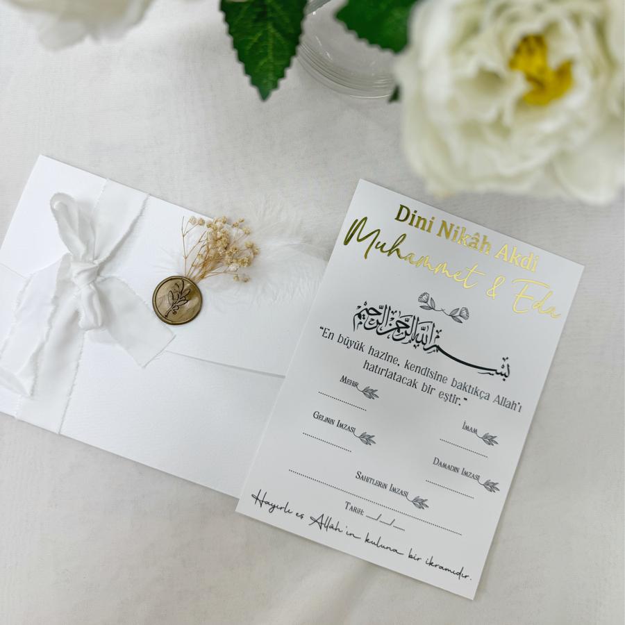 Besmele Detaylı Dini Nikah Belgesi (Zarflı)