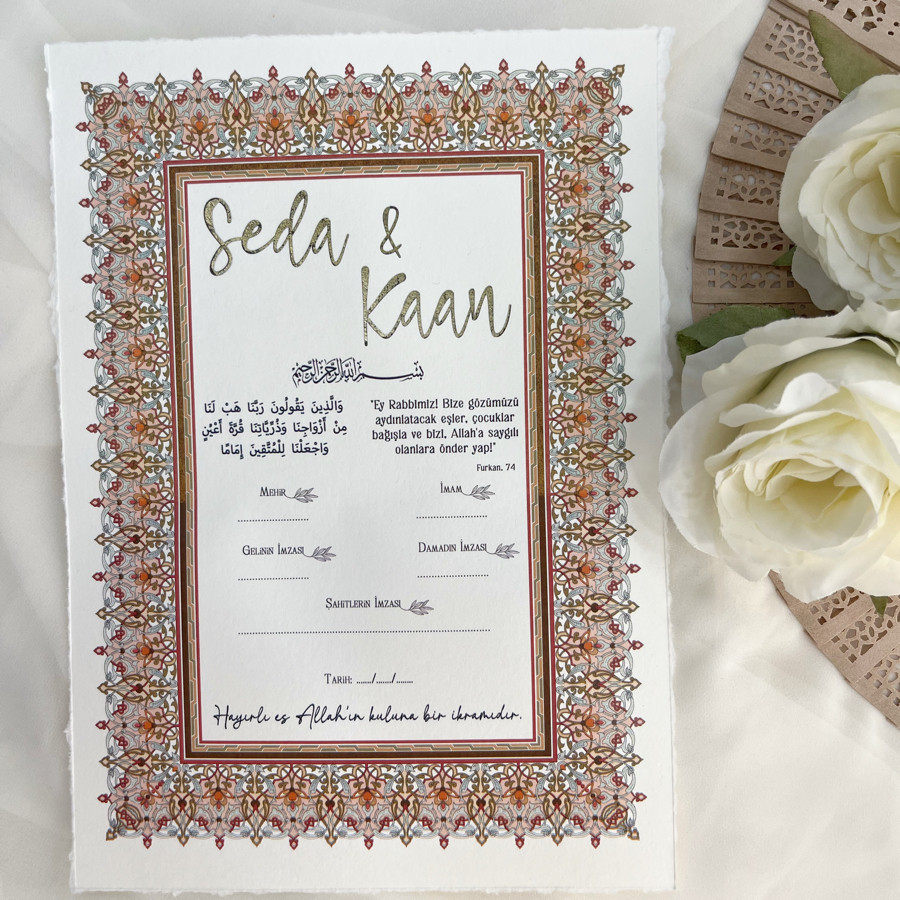 Rustik Çerçeveli Dini Nikah Belgesi (Zarfsız)
