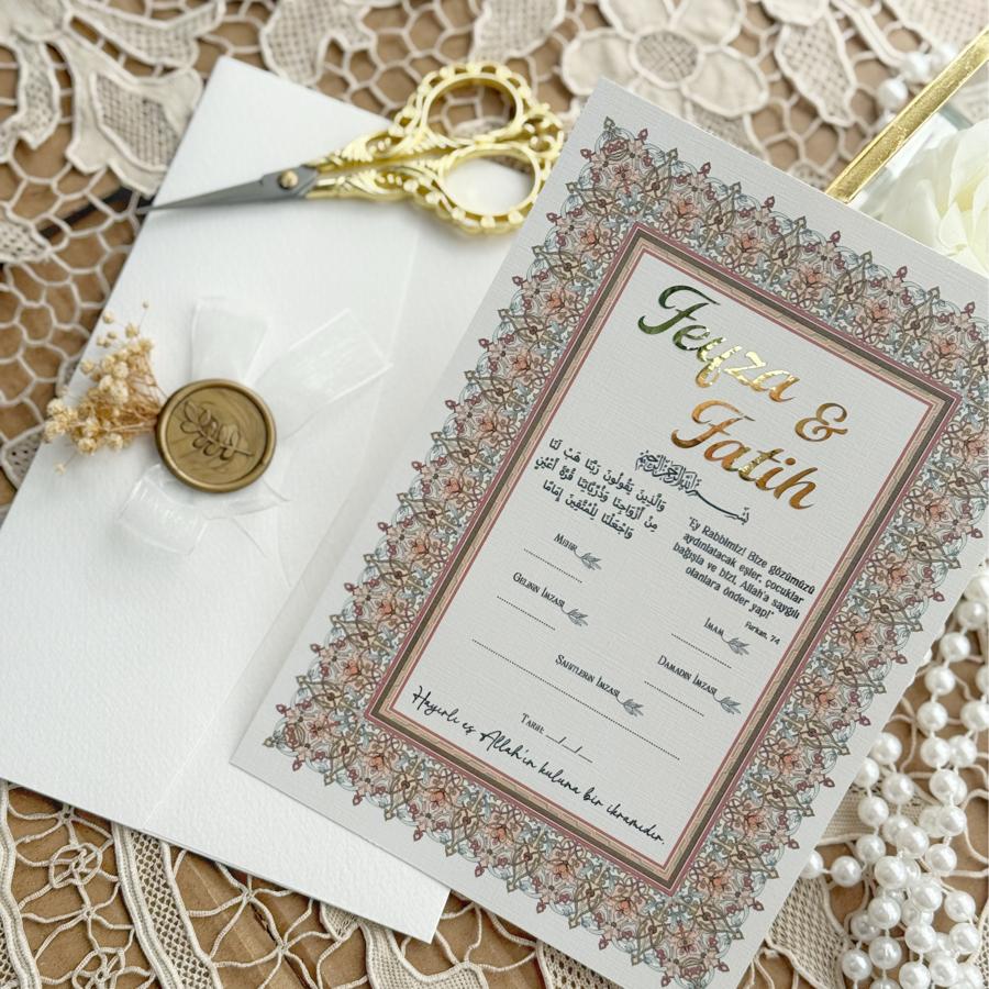 Rustik Çerçeveli Dini Nikah Belgesi (Zarflı)