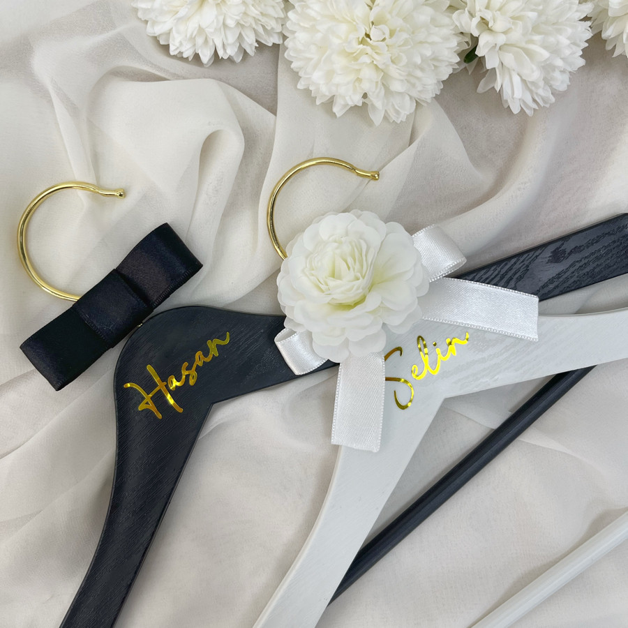İsme Özel Baskılı Gelin & Damat Askısı (İkili)