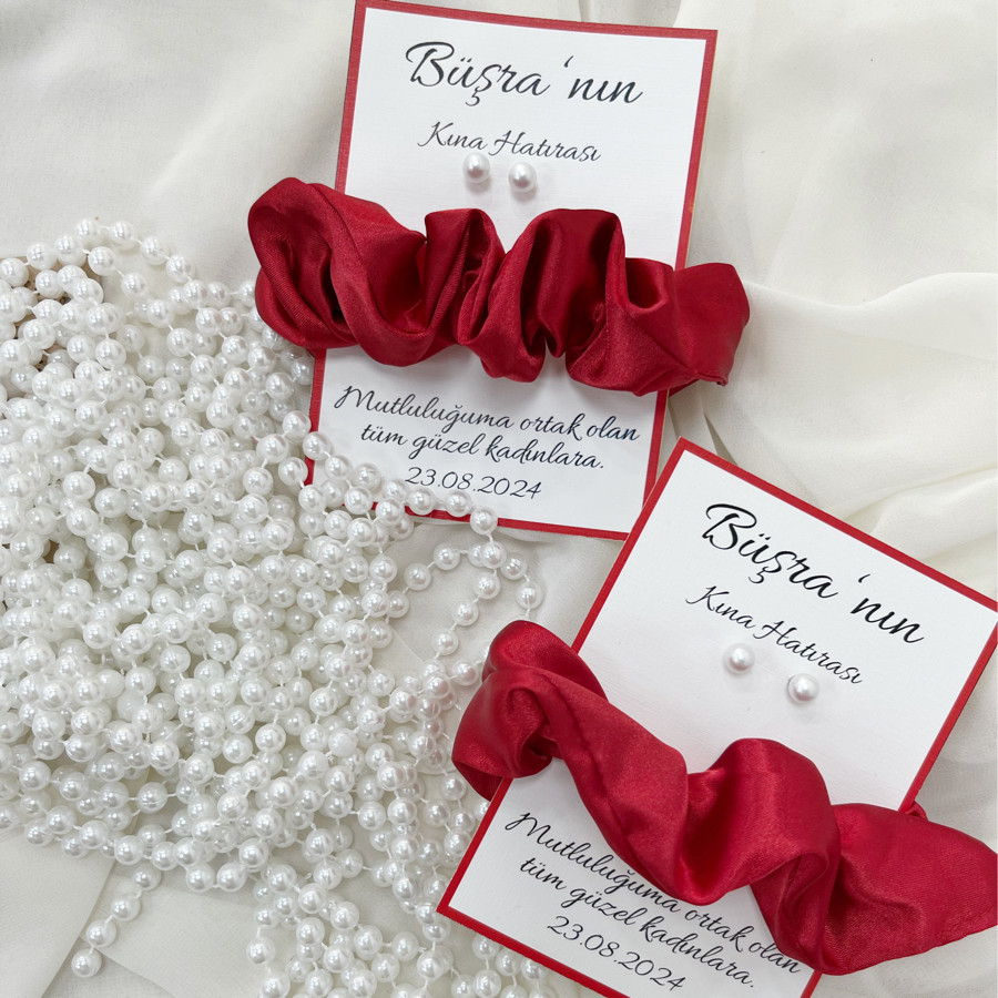 Henna Night Kırmızı Toka & Küpe Hediyeliği