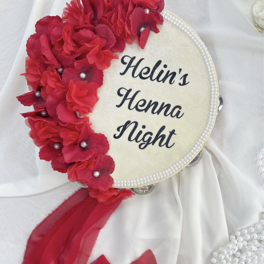 Kına Gecesi için İsim Baskılı Tef (25 cm Çap)