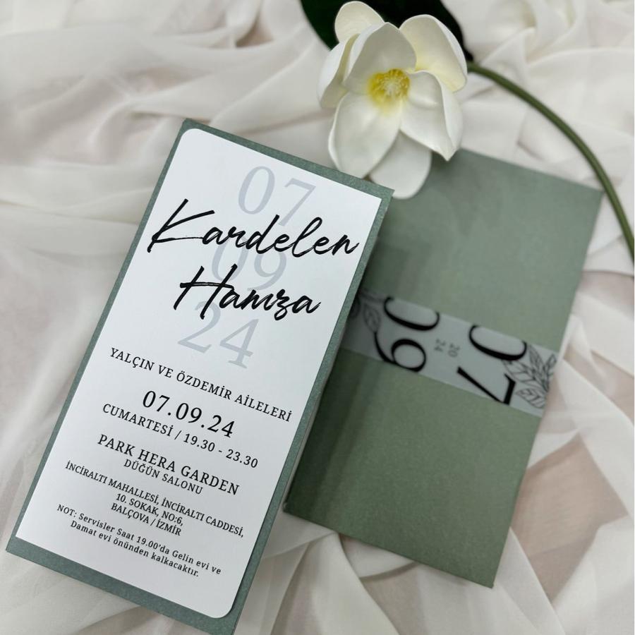 F3 Yeşil Zarflı Davetiye (10x21 cm)