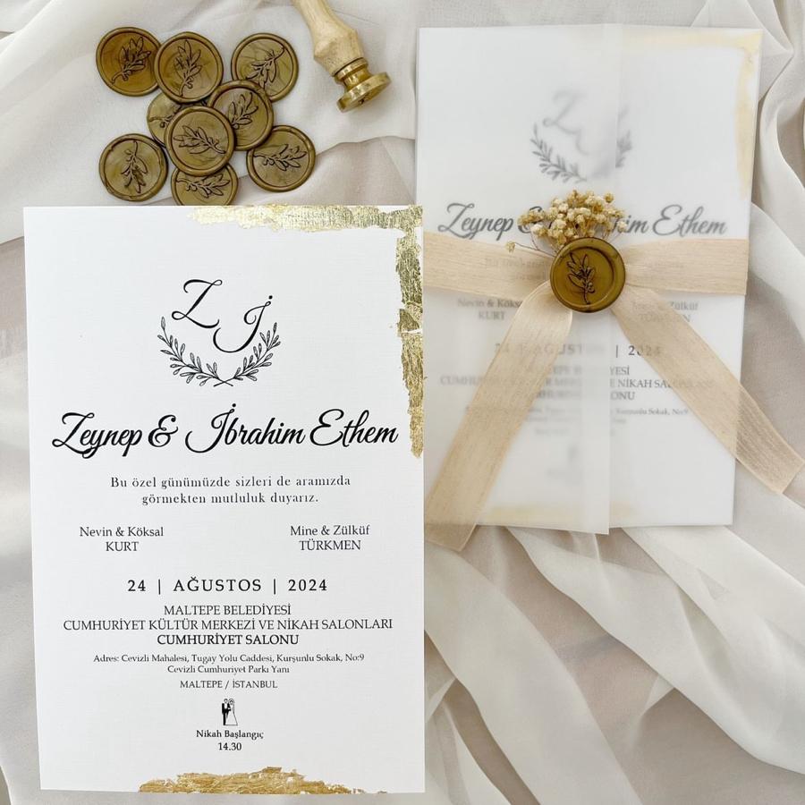 F11 Şeffaf Kapaklı Davetiye (Gerçek Yaldız Varaklı)