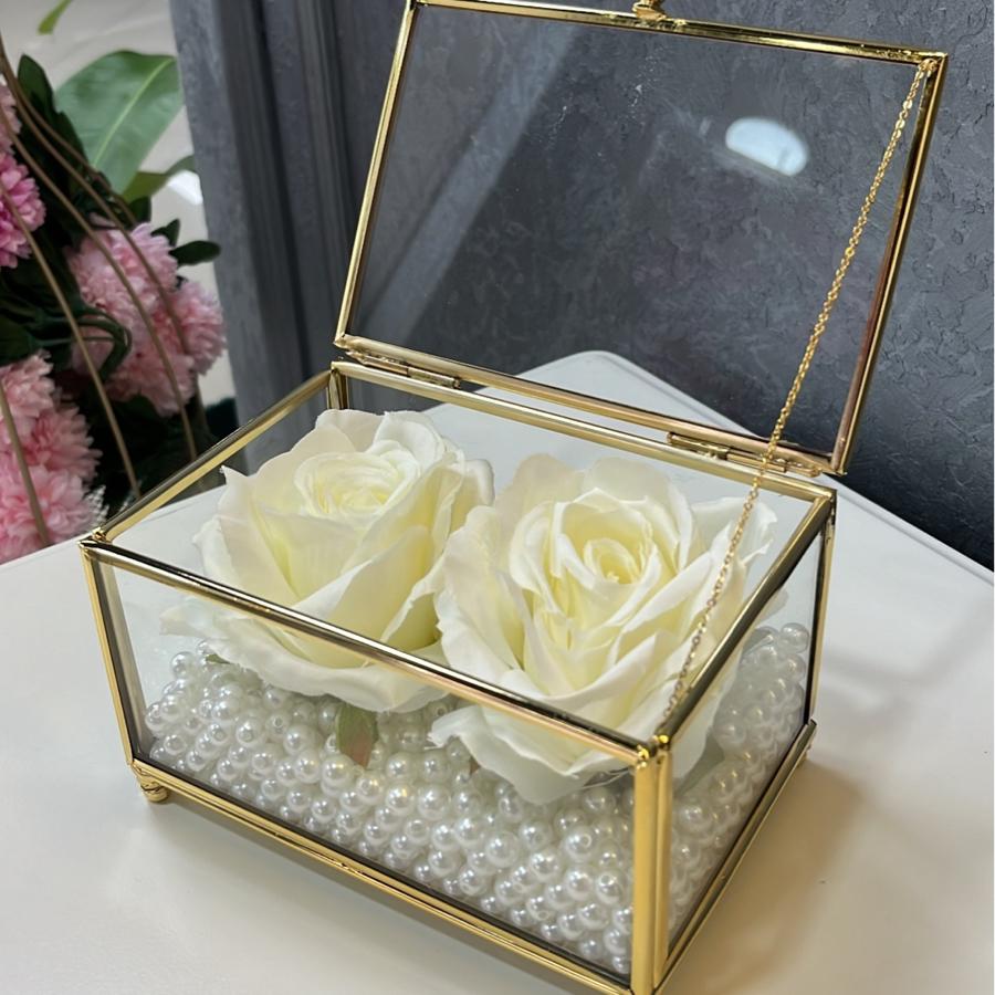 Yüzük Kutusu (10x15x8 cm) (İnci + Gül)