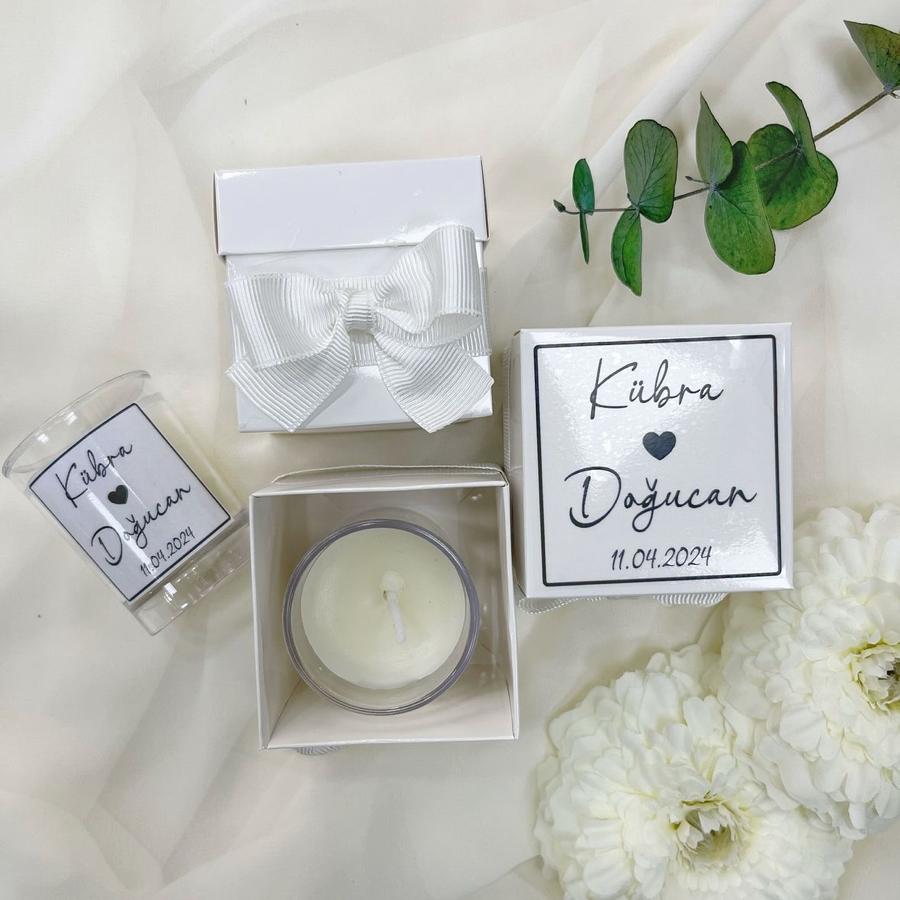 Kutulu Cam Bardak Mum Hediyelik (7x7x7)
