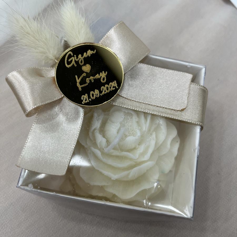 Kutulu Gül Çiçek Mum