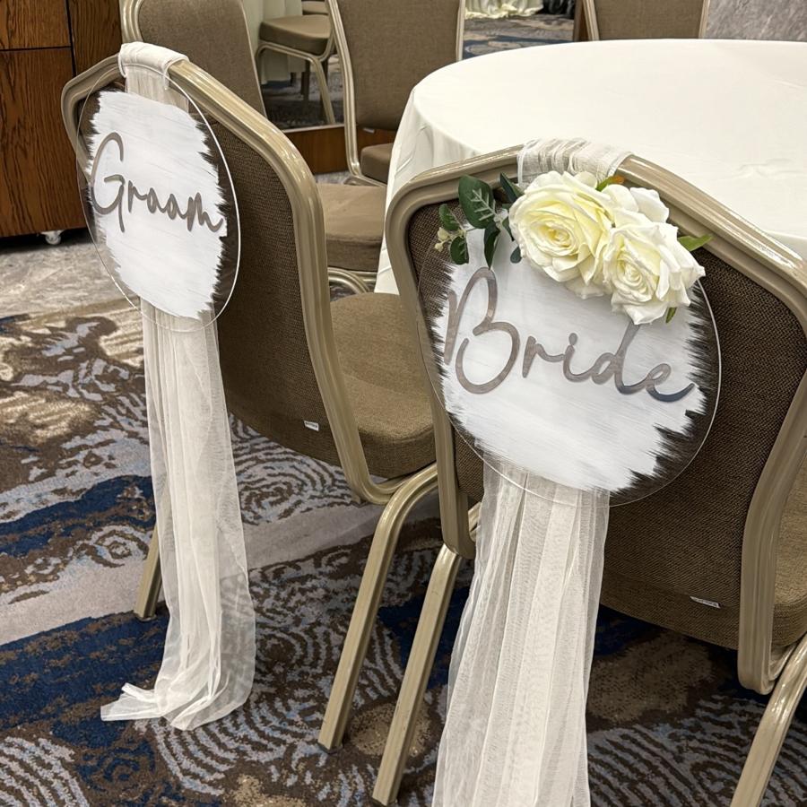 Pleksi Sandalye Süsü (Bride + Groom)
