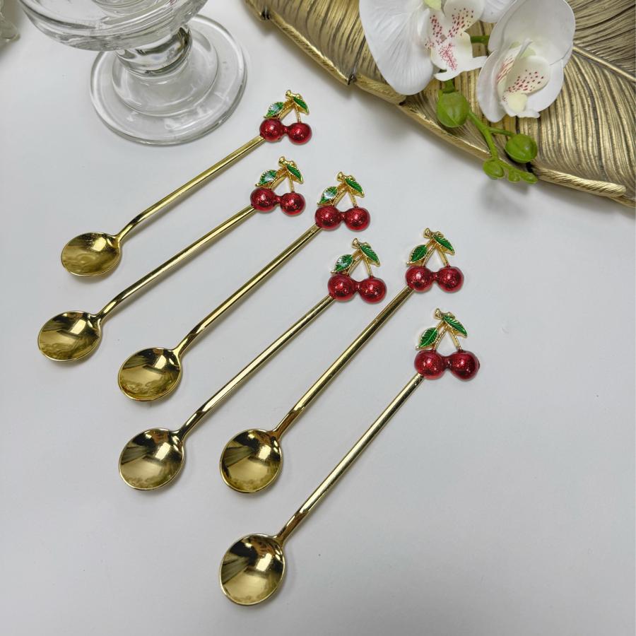 Kiraz Detaylı Fincan Kaşığı (6 lı Paket)