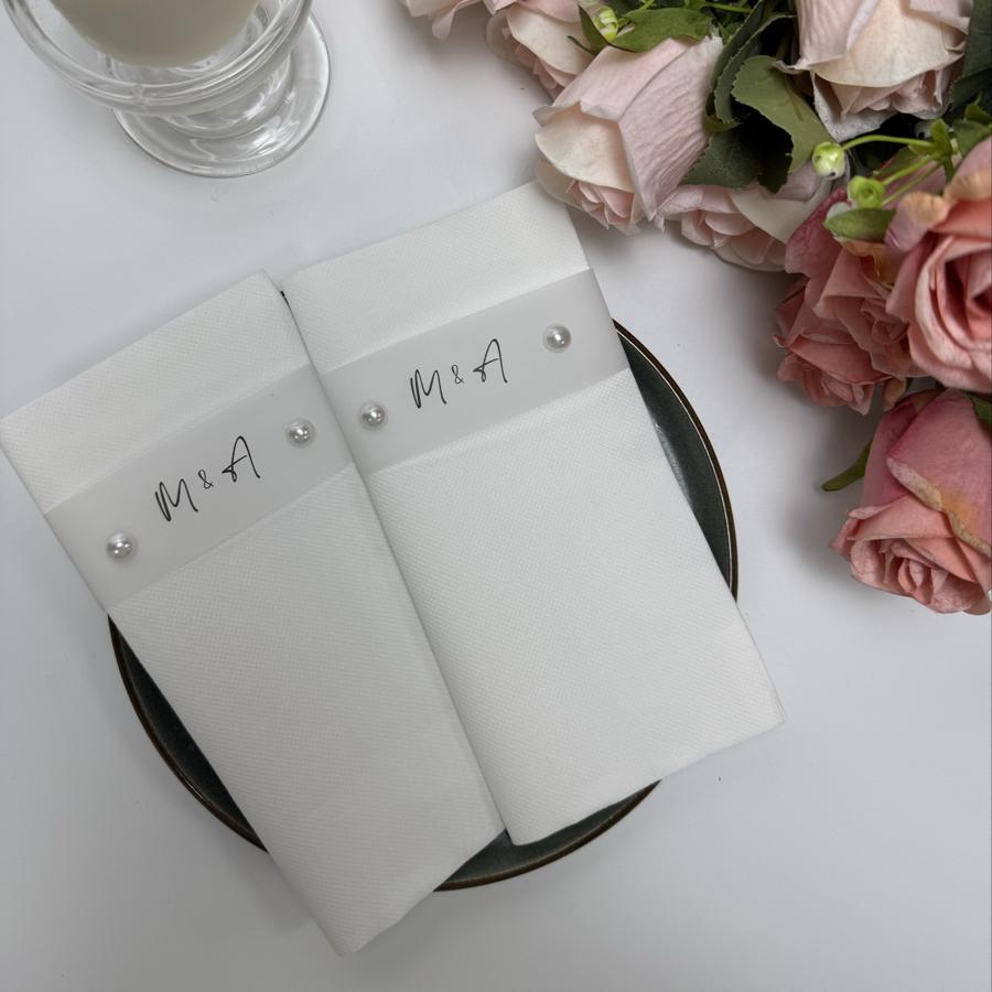 İsme Özel Kumaş Dokulu Servis Peçetesi (İnci Detaylı)