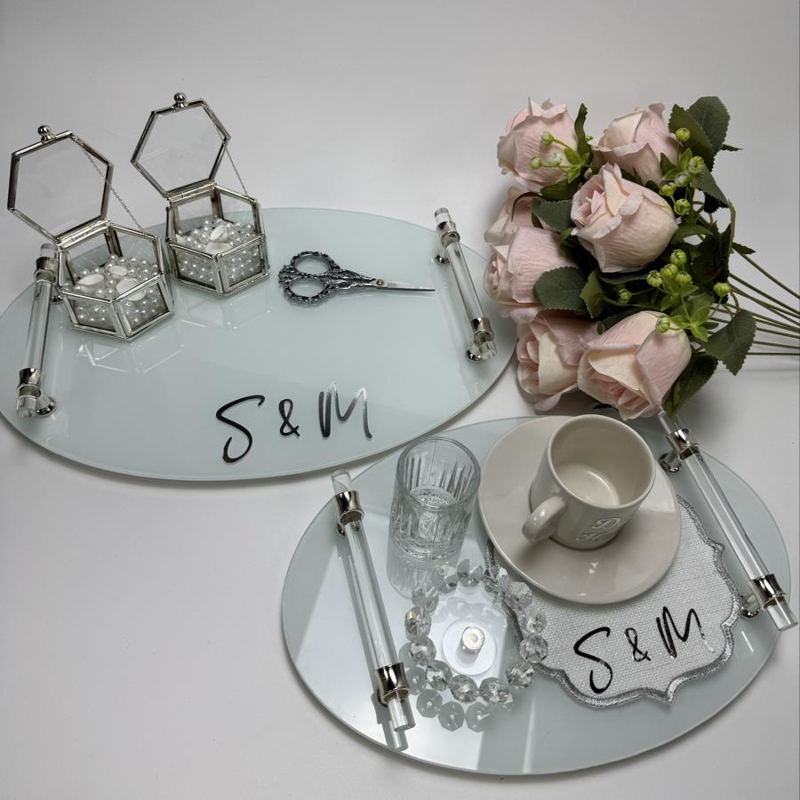 Gümüş Renk Oval Tepsi Seti (Full Set içeriği ile)