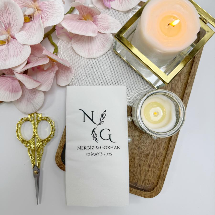 İsim Baskılı Peçete (Line of the Leaves)