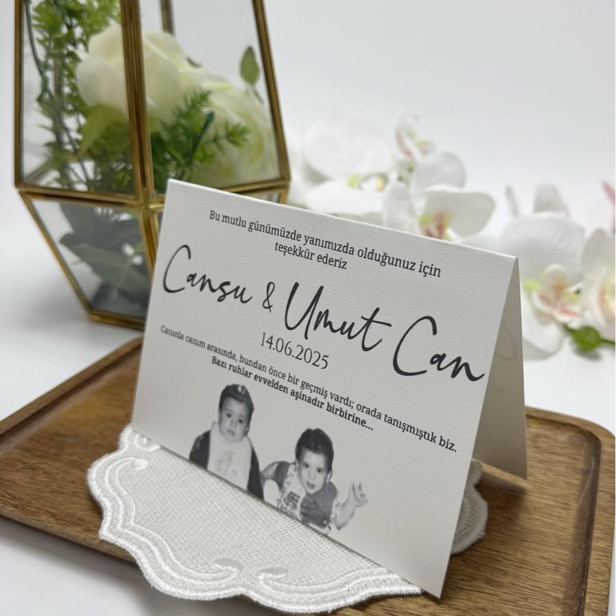 Resimli Masa Kartı (Siyah Baskı + Dokulu Kağıt)