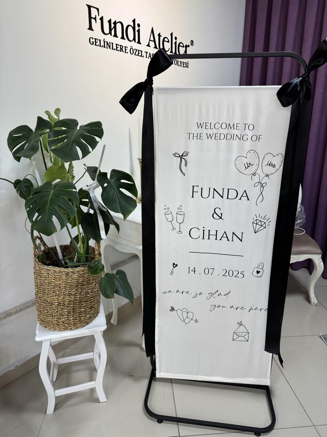 Baskılı Kumaş  Karşılama Panosu (Demir Tagı ile Birlikte)