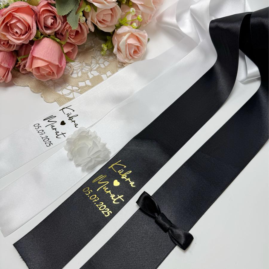 Süslemeli Takı Kurdelesi (Beyaz + Siyah)