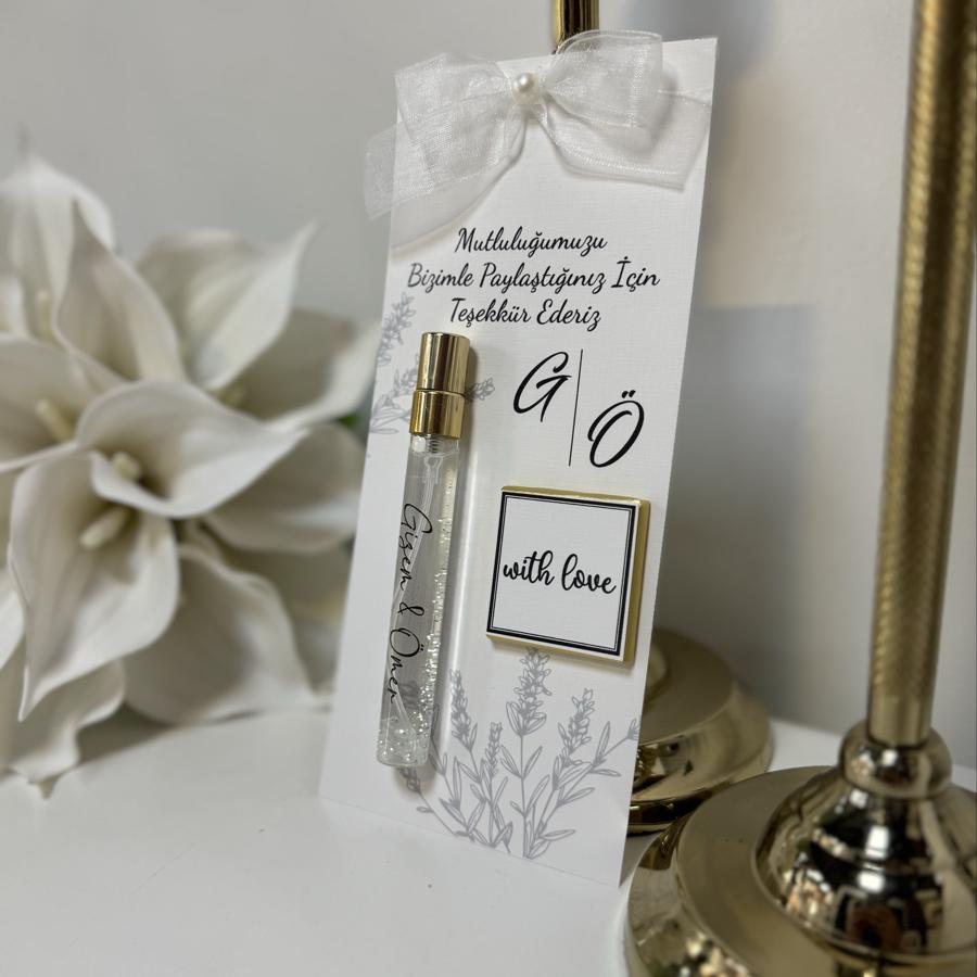 Kartlı Cam Fısfıs Kolonya Şişesi + Madlen Çikolata