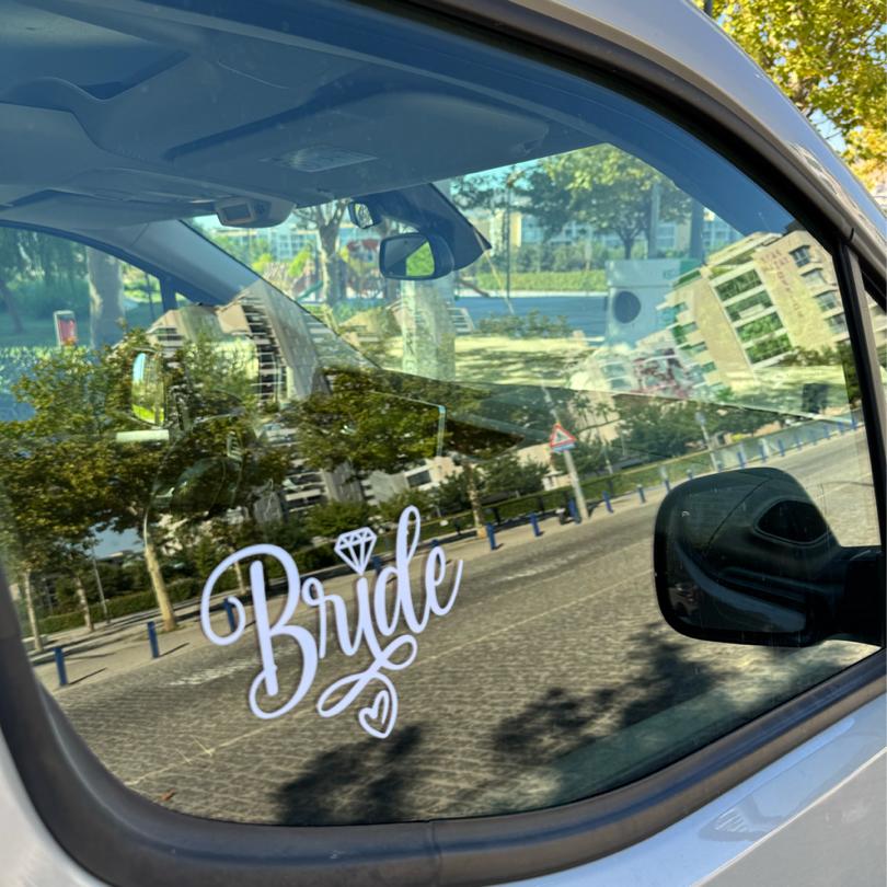 Bride - Groom Araç Cam Etiketi (İkili)