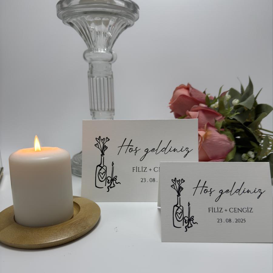 Şamdanlı Tasarım Masa Kartı