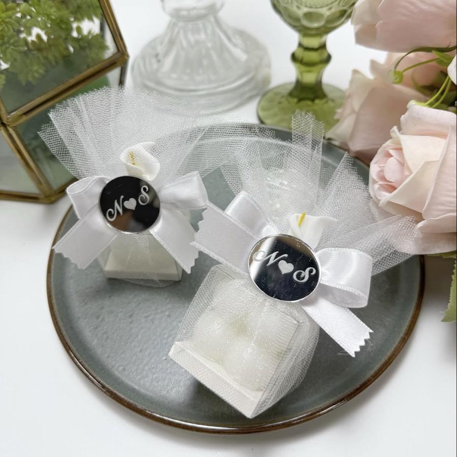 Tül süslemeli Asetat Kutulu Bubble Mum