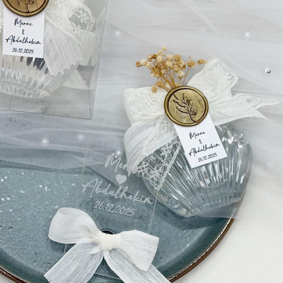 Şeffaf Çantalı İstiridye Cam Kolonya + Magnet